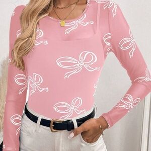 Bow Round Neck Long Sleeve Top